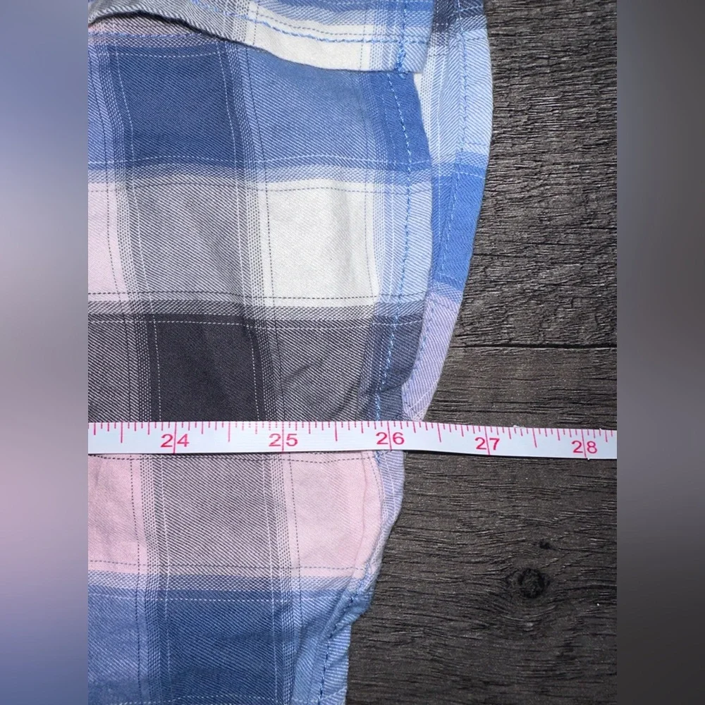 Cat & Jack Boys Pink Blue Plaid Long Sleeve Button Up‎ Shirt Size XL (16) *FLAW*